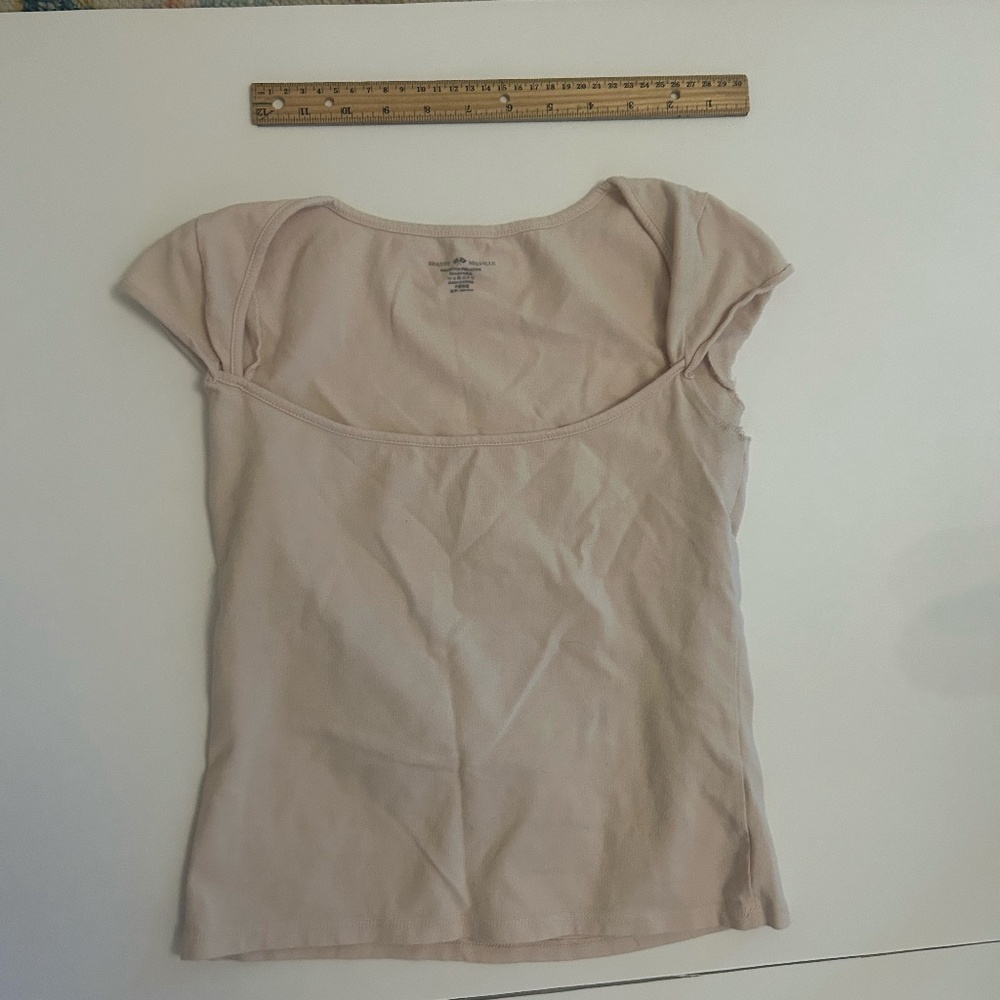 Brandy Melville Boat Neck T-Shirt Tan/Peach.
